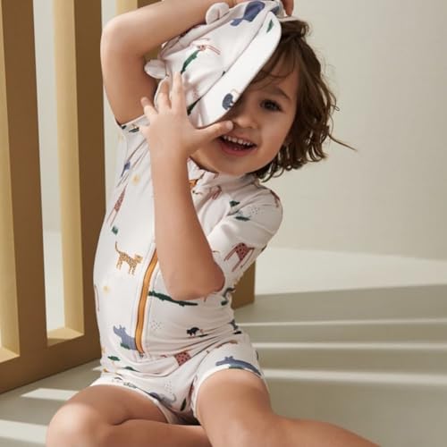 Image of Boys One Piece Swimsuit Whale Dolphin Bathing Suit Zipper Rash Guard Kid Short Sleeve Swimwear Shark Beach Wear UPF50+