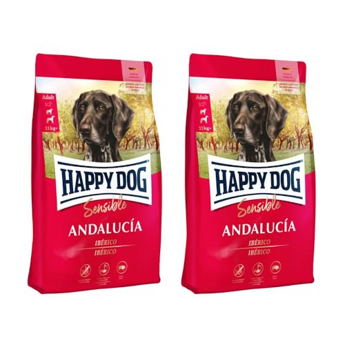 Happy Dog Sensible Andalucía - M - Trockenfutter, Hundefutter - Geschmacksrichtung Ibérico-Schwein - 2x11kg