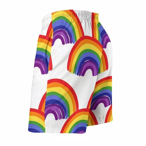 Rainbow Print Mens Swim Trunks Quick Dry Board Shorts Beach Swimwear Bathing Suits4
