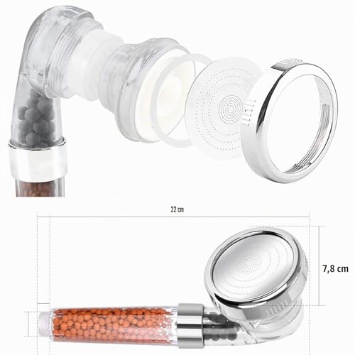 Miniatura 7 de Magichome Alcachofa De Ducha Ionica De Alta Presiòn, 3 Modos, Cabezal De Ducha Desmontable Portátil Con Ahorro De Agua.