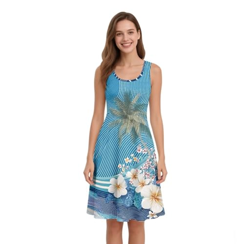 Image of Dreaweet Casual Sleeveless Dresses for Women Girls, Round Neck Tank Dresses with Pockets Summer Sundress Size XS-4XL
