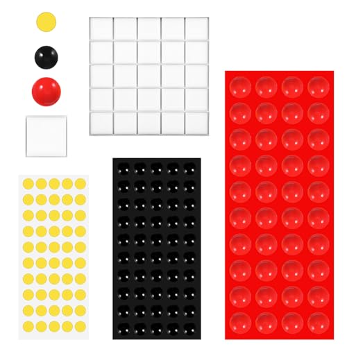 Wanmu 165Pcs Bump Dots for Visually Impaired, Silicone Low Vision Aids Braille Stickers Assorted Sizes Adhesive Dots Raised Tactile for Blind & Elderly (Red, Yellow, Black, White)