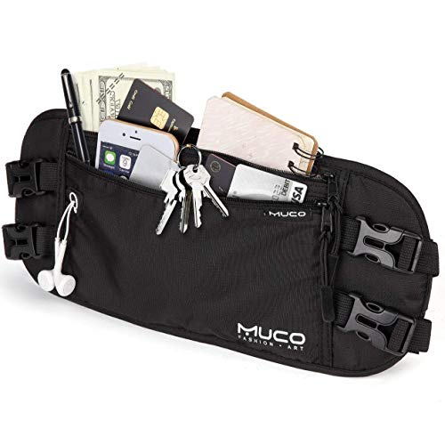 MUCO Travel Money Belt Hidden Passport Holder RFID Blocking Travel