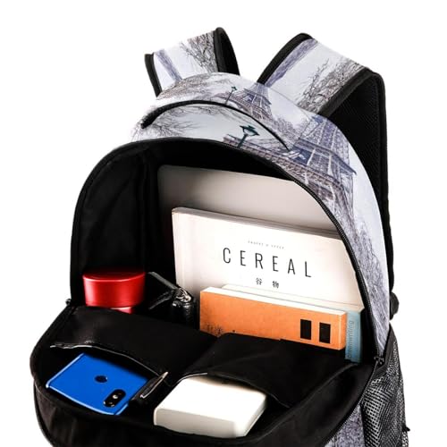 Sac à dos école Tour Eiffel grand compartiment anti mal de dos pour adolescents - 4