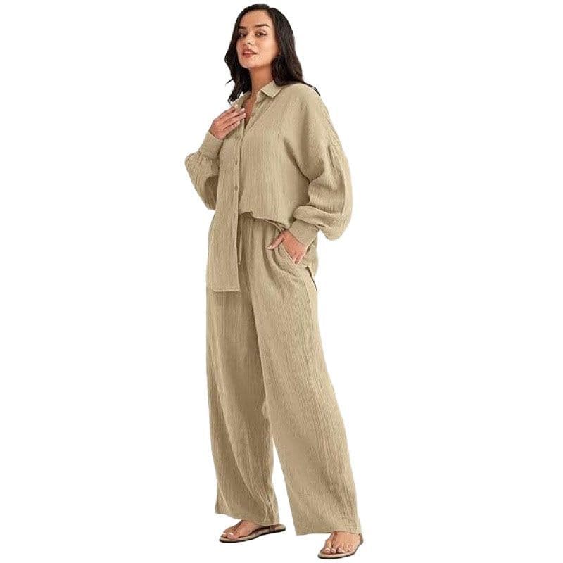 Ensemble décontracté 2 pièces femme en tissu fluide haut de gamme