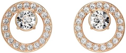 Swarovski Constella stud earrings, Circle, White, Rose gold-tone plated