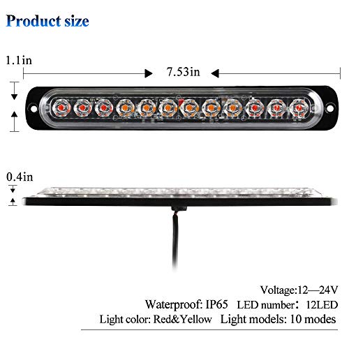 12-24V 12LED Emergency Strobe Lights Waarschuwingslichten Bar-Waterproof Knipperende Modus Herstel Breakdown Beacon… - Afbeelding 3