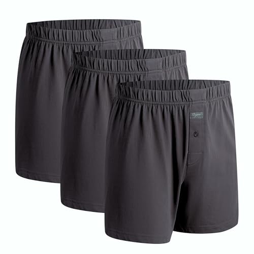 Organic Signatures 100% Organic Cotton Boxers Soft Covered Elastic Waistband (Large Charcoal)