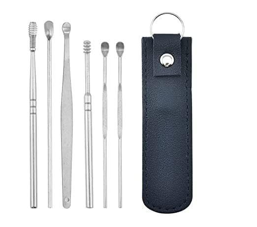 Image of Kedar Earwax Removal Kit - 6-in-1 Spring Ear Cleaner Tool Set with PU Leather Case | Reusable Ear Cleaning Tools for Safe & Hygienic Ear Care at Home or Travel