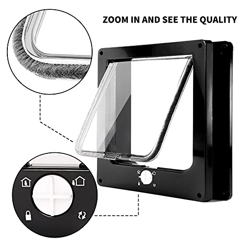 Pattepoint Large Cat Doors Black, 4-Way Locking Cat Flap For Interior Exterior Doors, Weatherproof Pet Door For Cats Dogs Kittens, Cat Flap Manual With Magnets On Wall/Wooden/Upvc Door(Black M) #TOP3