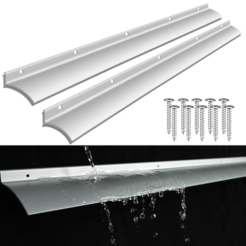 40 Inch Anodized Aluminum Door Drip Cap, 2 Pcs Rain Drip Guard Edge Overall Height 1-1/2 Inches Rain Deflector for House Door Top Weatherstrip