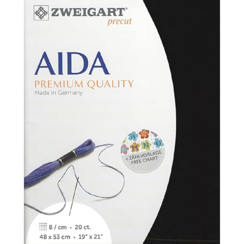 Toile Aïda noire Zweigart 20 ct pour broder des motifs détaillés sans déformer le tissu