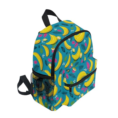 panksolu Cute Yellow Banana Toddler Backpack for Boys Girls,Kid Backpack with Chest Clip and Name Tag, M2