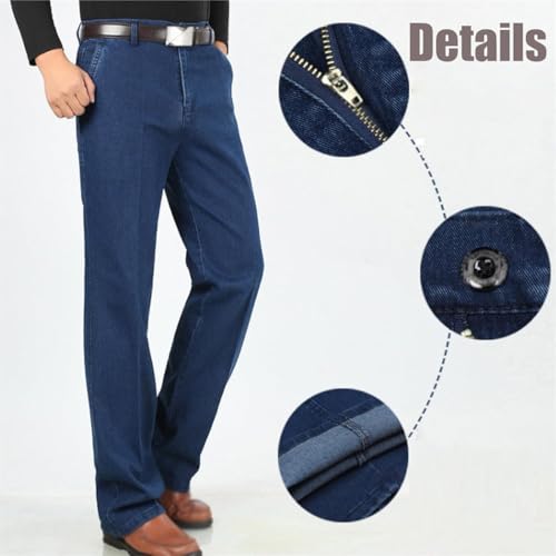 Dudlle Men's Fit Stretch Dad Jeans, Cooliflex Jeans, Men's Classic Straight Fit Stretch Jeans, Elastic Waist Jeans4