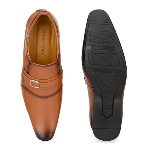 Image of Leatherkraft Formal Slip-On Shoes with Applique Detail