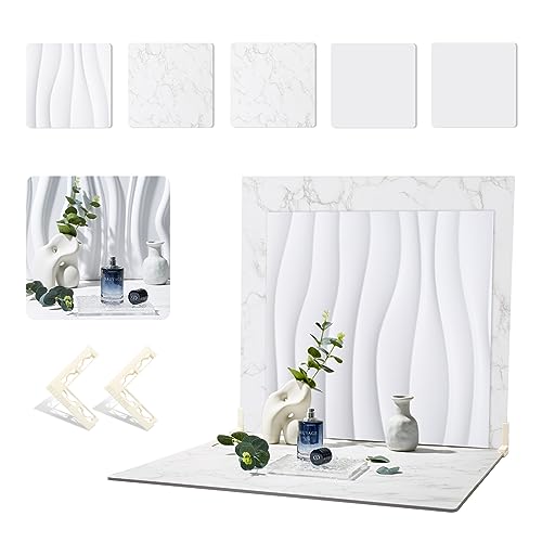 Beiyang 2Pcs Marble Backdrop Boards With 3D Pvc Background Board For Flat Lay Or Food Photography #TOP7
