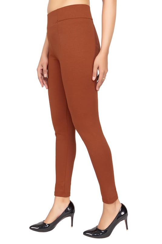 Image of Mlada Slim Fit Jeggings with Elastic Waist Band for Women Office Work Formal Wear Trousers Stretch Cotton Knit High Waist Skinny Fit Jeggings Lycra Pants Travel Comfort Jeggings