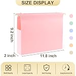 Extra Capacity Plastic Hanging File Folders Letter Size,12 Pack 2 Inch Capacity Hanging File folders with Tabs,Heavy Duty for Filing Cabinet,Home and Office File,Pastel Colors - Image 2