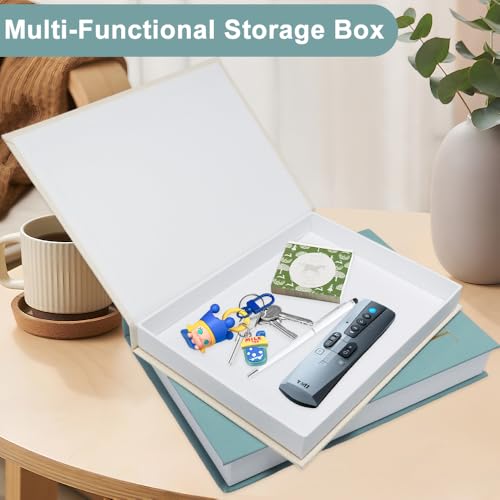 Shuqio Set de 3 Cajas Libro Decorativas, Libros Falsos con Almacenamiento Interior, Cajas Apilables de Lino para Decoración de Estantería, Mesa Café, Sala de Estar y Oficina - imagen 5