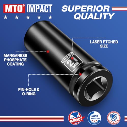Image of MTO 1 /2 inch Drive 20mm Deep Impact Socket, 6-Point Metric Socket for Automotive Maintaince, CR-V Steel Meets ANSI Standards