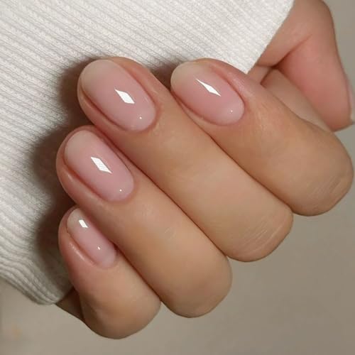 JMEOWIO Gel Nail Stickers Cream Pink Semi Cured Gel Nail Strips Wraps UV/LED Nails Supplies Nail Art Design Decoration Accessories