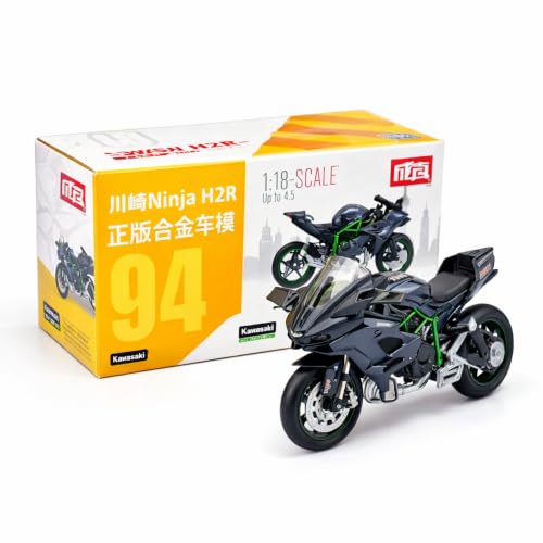 Image of Wizplex MSZ Kawasaki Ninja H2R 1:18 Scale Officially Licensed Die Cast Metal Bike - Hyperbike Model with Steerable Wheel, Rear Suspension & Kickstand, Collectible Showpiece for Kids 6+ & Enthusiasts