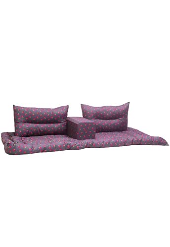 طقم جلسة أرضية فاخر ٤ في ١ – مجلس عربي تراثي، طقم كنب أرضي، مفروشات للمجالس والاستراحات (رصاصي)