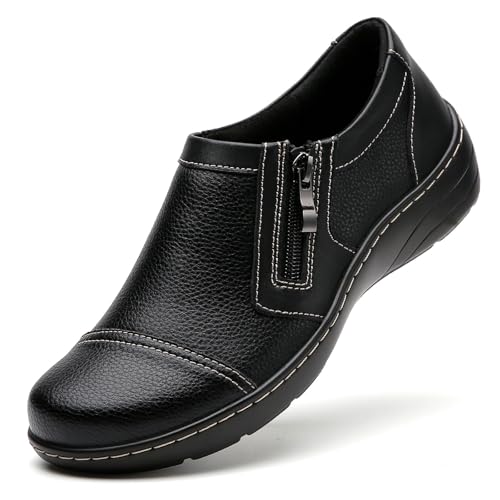 QAE Loafers for Women Comfort Women's Loafers & Slip-Ons with Zipper Orthopedic Lightweight Business...