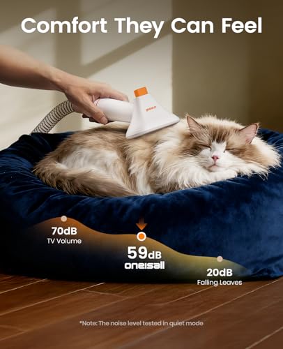 Image of oneisall Dog Grooming Vacuum - 15000Pa Suction, Captures 99% Pet Hair to Reduce Shedding, Dog Grooming Clippers & Quiet Brush (≤59dB) with 4 Accessories, 2L Dust Canister for Home Cleaning(Orange) | 15000Pa Suction Power, Dog Grooming Kit, Low Noise≤59dB, Clippers & Grooming Included, 2L Large Dust Canister