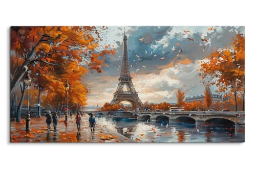 Paul Sinus Tableau mural 120 x 60 cm - Romantique Tour Eiffel, élégance automnale et attention à Paris