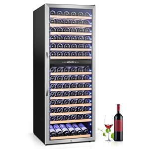Wine Fridge Freestanding Dual Temperature Zone, Wine Cooler Refrigerator for 154 Bottles, 24 Inch Wide Large Wine Cooler with Professional Temperature Control System, Quiet Operation