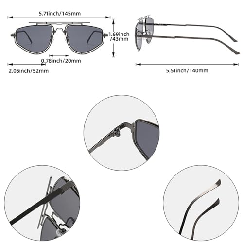 ANLIONE Retro Double Bridges Metal Frame Men Sunglasses Gradient Mirror Shades UV400 Women Outdoor Sun Glasses4