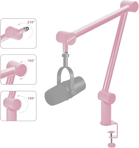 Miniatura 10 de BOMGE Soporte de micrófono con brazo de brazo  Soporte de brazo de tijera de suspensión ajustable resistente con canales de gestión de cables,