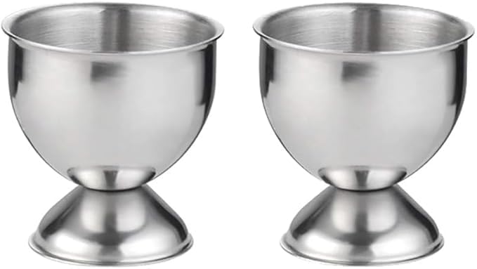 Yjemle 2 Pcs Silver Stainless Steel Egg Cups Holders Egg Tray for Soft Boiled Eggs Kitchen Tool Egg Cups Dishware and Serving Pieces
