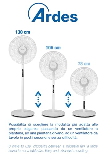 Ventilateur sur pied silencieux ARDES 5 pales avec télécommande - 3