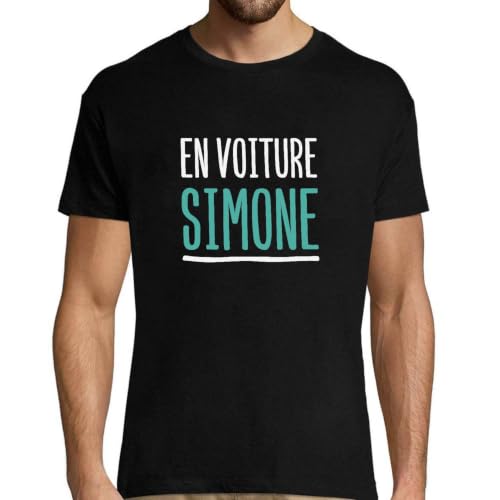 T-shirt homme original avec message En Voiture Simone pour un look de week-end