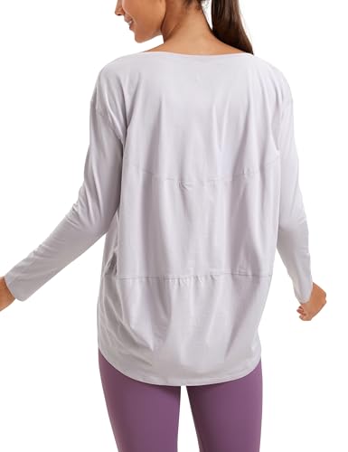 Image of CRZ YOGA Long Sleeve Workout Shirts for Women Loose Fit-Pima Cotton Yoga Shirts Casual Fall Tops Shirts