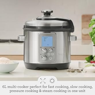 Sage - The Fast Slow Pro - Pressure Cooker, Slow Cooker, Steamer - 11 Settings, 4L Capacity, 1100 Watts - Hands Free Automatic Steam Release - Brushed Stainless Steel