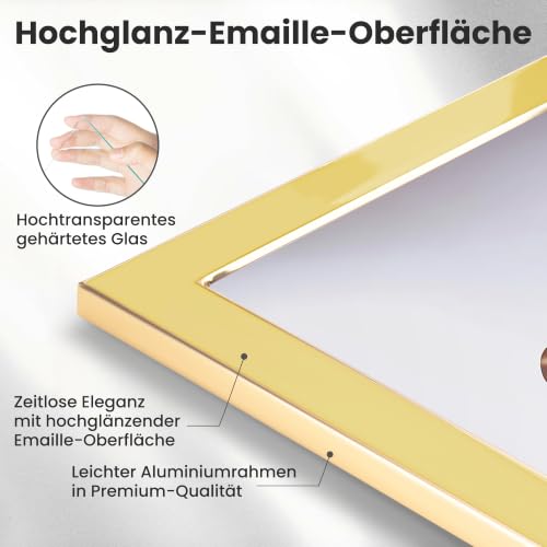 Fun Memories Bilderrahmen aus emailliertem Glas, 12,7 x 17,8 cm, mit goldfarbenem Metallrand und Staffelei zum Präsentieren von… – Ansicht 2