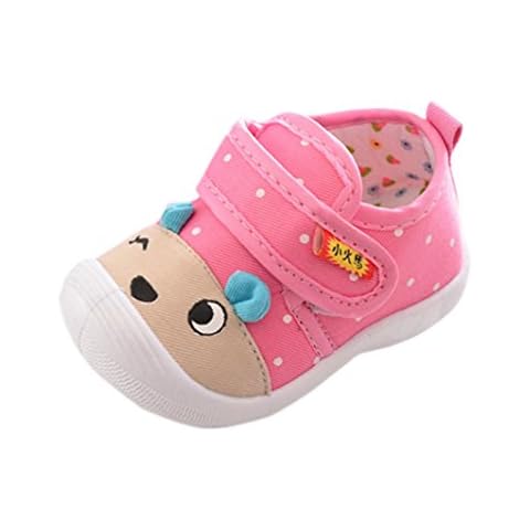 Minshao Infant Kids Baby Boys Girls Cartoon Anti-slip Shoes Soft Sole Squeaky Sneakers For 0-3.5Years old (Pink, 12-18M) Cover
