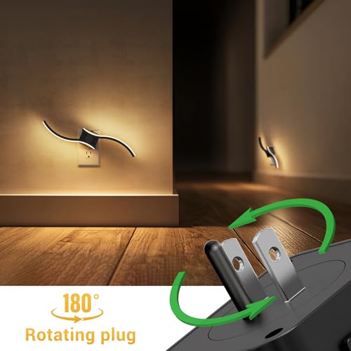 Image of L LOHAS LED Night Light, 2 Pack Night Lights Plug into Wall, Modern Wall Sconces with Dusk to Dawn Sensor, Dimmable Wave Plug in Night Light, 3000K Soft White for Bedroom Living Room