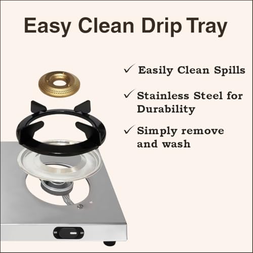 Image of Jyoti Lean 3 Gas Stove 3 Burner Stainless Steel | Direct Flame Forged Brass Burners Burners | Sturdy Pan Supports | Easy Clean Trays | ISI Certified
