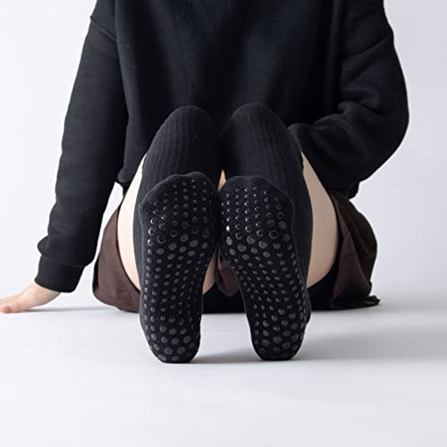 Verdancy Yoga Pilates Thigh High Socks with Grips for Women Fleece Non Slip Cushioned Over Knee Socks for Barre Ballet2