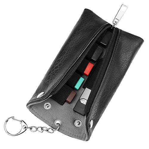 Traveling Case for JUUL Pods Charger, Portable PU Leather Keying Multiple Use Pouch
