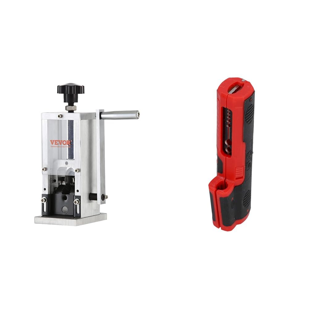 VEVOR Machine à Dénuder Manuelle 1,5-25 mm Dénudeur Câble avec Manivelle Dénudeuse Cuivre Pince & UNITEC Dénudeur de câble pour Coupe Ronde et longitudinale, pour câbles Ronds