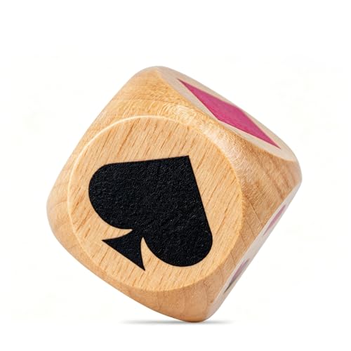 Wooden Euchre Trump Marker Dice Set - Large 1.57 (4cm) Clear Printed Euchre Cube Trump Poker Game Kit for Euchre Players & Card Game Lovers (One piece)