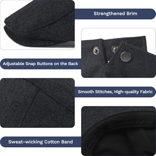 Image of KUJUHA Newsboy Hats for Men Flat Irish Cabbie Ivy Gatsby Newsboy Driving Hat Hunting Cap Winter Hat
