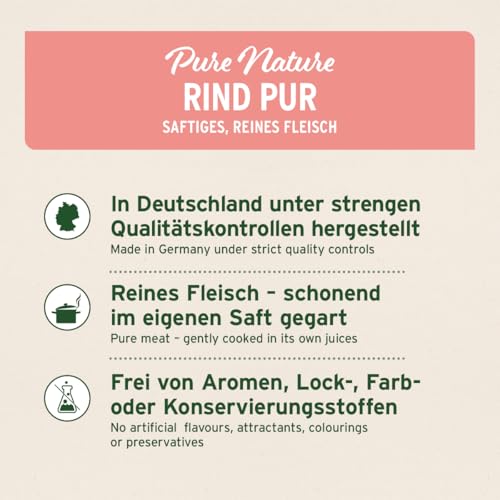 AniForte Barf Hundefutter Nass Rind Pur 6 x 400g – Fleisch Pur, Barffleisch für Hunde, Barffutter, Nassfutter getreidefrei & mit hohem Fleischanteil, Wet Dog Food Dosenfutter