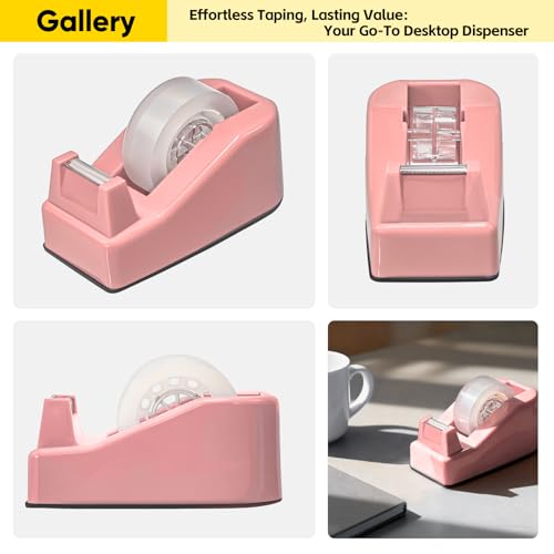 Desktop Office Tape Dispenser, Fits Standard 1-Inch Core Tapes, Weighted Non-Slip Base, Sharp Metal Blade, Smooth Cutting, Adhesive Roll Holder for Office, School, Shop, Home & Bus image 4
