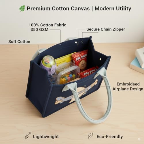 Image of Kids Lunch Bag | Cute & Stylish Embroidery Mini Tiffin Bag for Boys & Girls | Cute Cotton Cartoon Design I Picnic Tuition School, Preschool & Playschool | Gift for Birthday